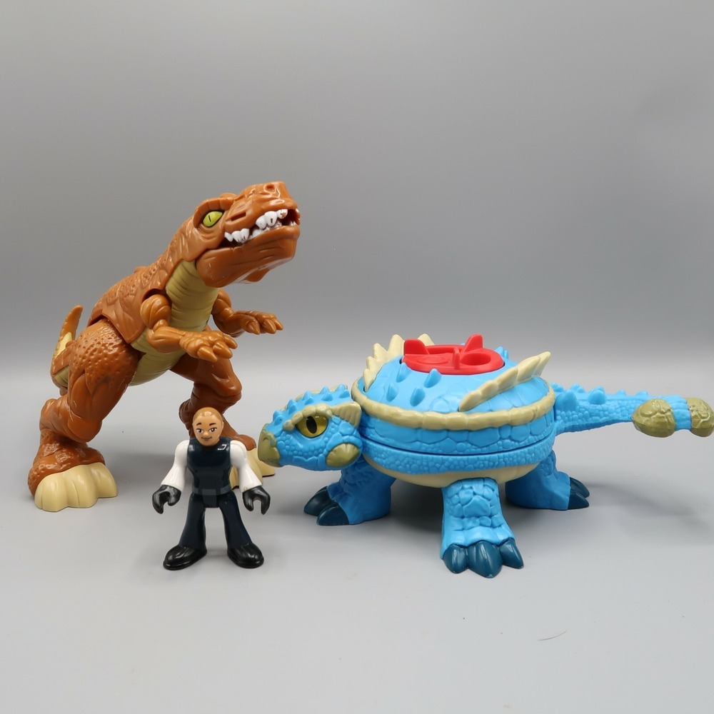 Fisher Price Imaginext Jurassic World Ankylosaurus Blue & Trex Brown Dinosaur